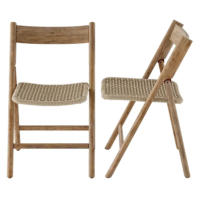 Wooden Folding Chair With Woven Seat For Home Furniture Design 3d model