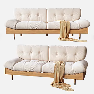Nordic double sofa leisure sofa 3d model