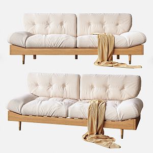 Nordic double sofa leisure sofa 3d model