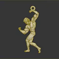 Silver Muscular Male Statue In Tight Athletic Wear Holding Ring Sculpture