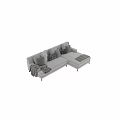 Modern Grey Double Sofa With Decorative Pillows And Soft Plaid Blanket 3d model
