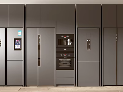 Modern Refrigerator Freezer Design For Contemporary Kitchen Interior Spaces With Stainless Steel 3d model