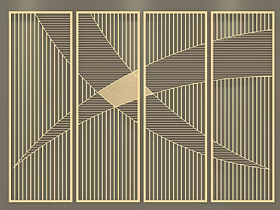Elegant Modern Room Divider With Vertical Geometric Striped Pattern And Symmetric Design 3d model