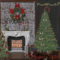 Christmas Decorative Ornament Set With Fireplace Wreath Candles Tree And Gifts