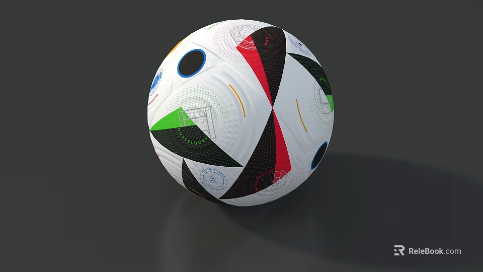 White Soccer Ball With Colorful Geometric Patterns And Multicolored Design Elements 3d model