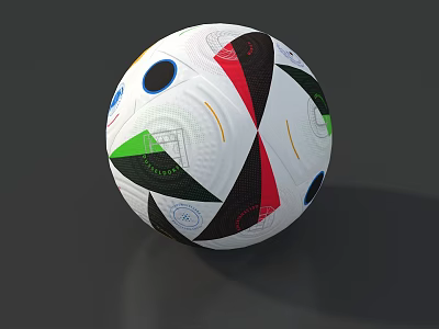 White Soccer Ball With Colorful Geometric Patterns And Multicolored Design Elements 3d model