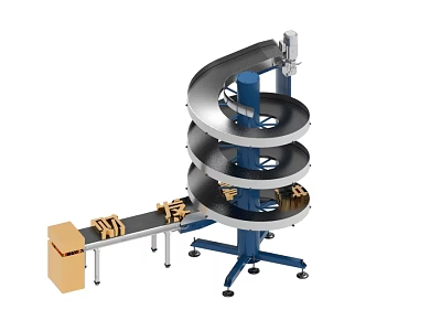 Industrial Spiral Conveyor Equipment With Multi Layer Structure Conveyor Belt And Yellow Packages 3d model