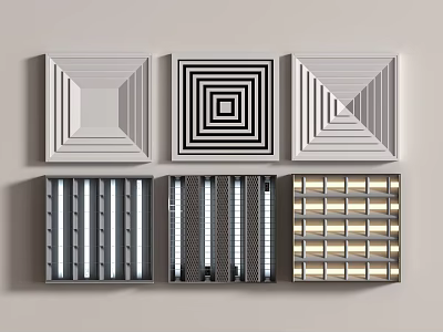 Modern Grille Lights With Square Design And Assorted Patterns For Product 3d model