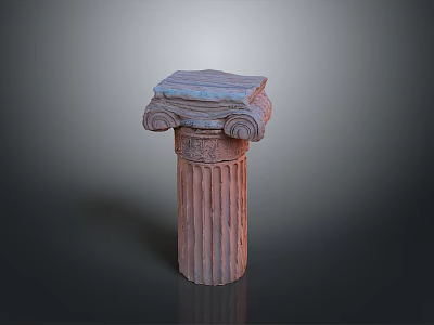 Classical Greek Column With Fluted Shaft And Decorative Scroll Capital 3d model