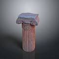 Classical Greek Column With Fluted Shaft And Decorative Scroll Capital