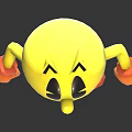 Cute Yellow Cartoon Figure Decorative Ornament Set With Pac Man Style Red Gloves And Boots