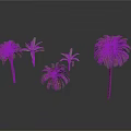 Different Tropical Plants Including Palm Trees And Banana Plants On White Background