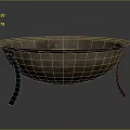 Vintage Metal Bowl With Textured Surface And Black Stand Legs On Dark Background