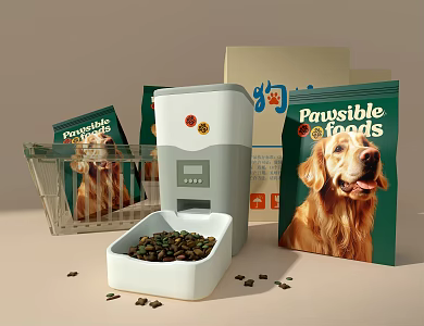 Dog food automatic feeder packaging 3d model