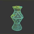Red Decorative Vase With White Geometric Patterns And Ornate Design Details