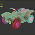 Rugged Off Road Terrain With Golden 3D ATV Four Wheeler And Large Tires