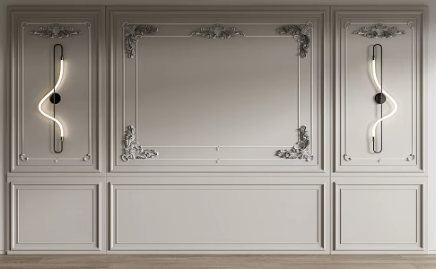 European style wall panel carved wall panel 3d model