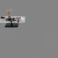 Modern Minimalist Glass Coffee Table With Decorative Books Dried Flower Vase And Cute Puppet Ornaments