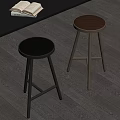 Two Stylish Leather Bar Stools in Black and Brown for Modern Kitchen