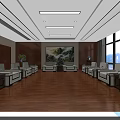 Modern Hotel Public Lounge Area With Spacious Wooden Flooring Sofas And Decorative Painting