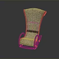 Single Rocking Chair with Woven Seat Backrest and Wooden Frame Classic Design