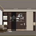 Modern TV Background Cabinet With Storage Shelves And Decorative Items In Living Room
