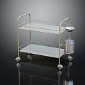 Sturdy Metal Utility Cart With Two Shelves Wheels And Small Bucket