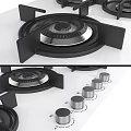 Modern Kitchen Gas Hob With Black Glass Surface Multiple Burners And Control Knobs 3d model