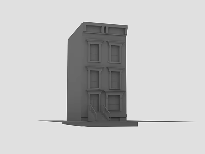 Multi Story Building Model With Windows Doorways And Staircase Design 3d model