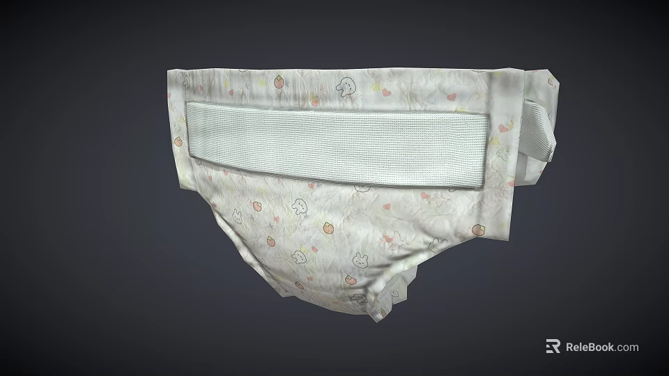 Soft Baby Diaper With Cute Floral Patterns And Elastic Waistband Design 3d model 