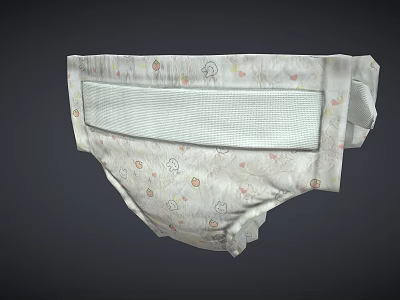 Soft Baby Diaper With Cute Floral Patterns And Elastic Waistband Design 3d model