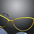 Stylish Golden Cat Eye Eyeglasses With Black Temples And Clear Lenses
