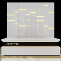 Modern Reception Desk Design With White Panel And Yellow Light Strips