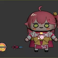 Cute Pink Haired Cartoon Character with Floral Outfit and Mini Mechanical Devices