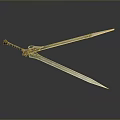 Ancient Warrior Battling Mythical Creatures With Sharp Double Edged Sword And Decorative Hilt 3d model
