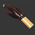 Sleek Black Mechanical Prosthetic Hand With Golden Forearm And Advanced Technological Design