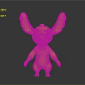Cute Blue Stitch Cartoon Character with Large Pink Ears and Black Eyes Standing