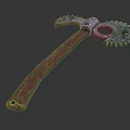 Unique Hand Tool With Wooden Handle And Spiked Metal Gear Head Design
