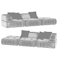 Sectional Sofa Black and Beige Modern with Modular Design and Plush Cushions 3d model