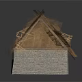 Traditional Thatched House Structure With Stone Walls Thatch Roof And Wooden Frame