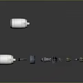 Industrial Equipment Parts With White Cylindrical Casings Metal Connectors And Conical Tips