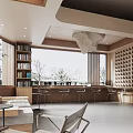 Contemporary Tea Shop Interior With Wooden Counter Bar Stools Display Shelves And Wall Decor