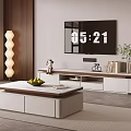 Modern Living Room TV Stand With Television Decorative Items Books And Potted Plant