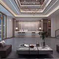 Modern Luxury Hotel Lobby With Marble Furnishings Cozy Lounge Space And Elegant Reception Counter