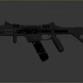 Futuristic Black Assault Rifle With Green Luminous Tech Parts And Modern Design