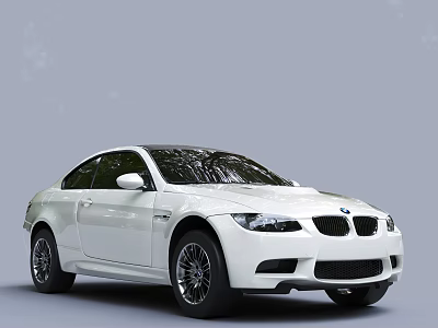 White BMW Two Door Sporty Car Exterior Design With Stylish Front View And Alloy Wheels 3d model