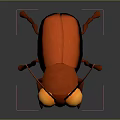 Red Cartoon Insect with Big Yellow Eyes 3D Render on Grey Background
