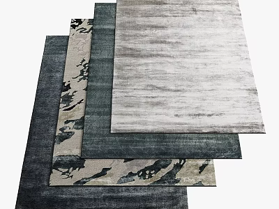 Contemporary Square Rugs Featuring Neutral Gray Dark Blue Textured Abstract Patterns Stacked Design 3d model