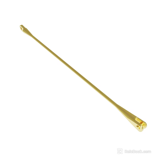 Golden Long Slender Metal Tool With Dual End Structure And Polished Surface 3d model 