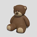 Brown Teddy Bear Stuffed Toy with Soft Plush Material Sitting Pose and Beige Paws 3d model